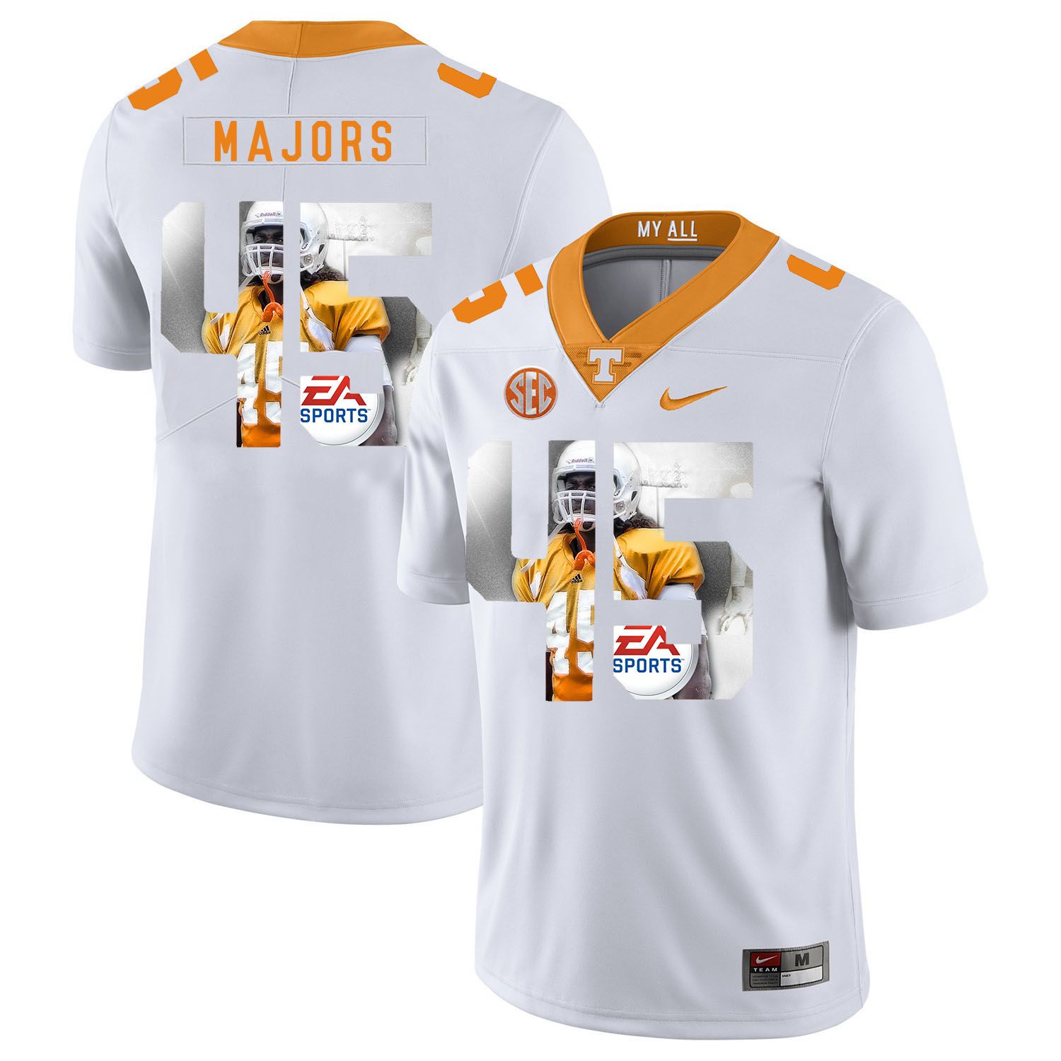 Men Tennessee Volunteers #45 Majors White Fashion Edition Customized NCAA Jerseys->customized ncaa jersey->Custom Jersey